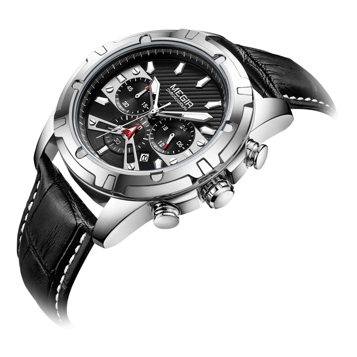 MEGIR Top Brand Luxury Watches Men Leather Watches Men Classic Quartz Men's Wrist Watch Relogio Masculino Alloy Round