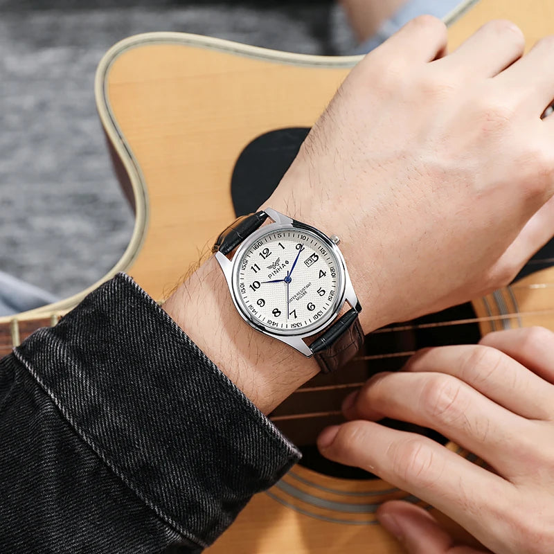 Men's Casual Leather Strap Watch
