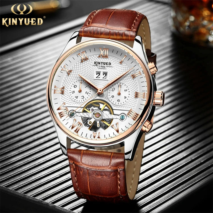 KINYUED J012 Men Automatic Mechanical Casual Watches Fashion Leather Watches