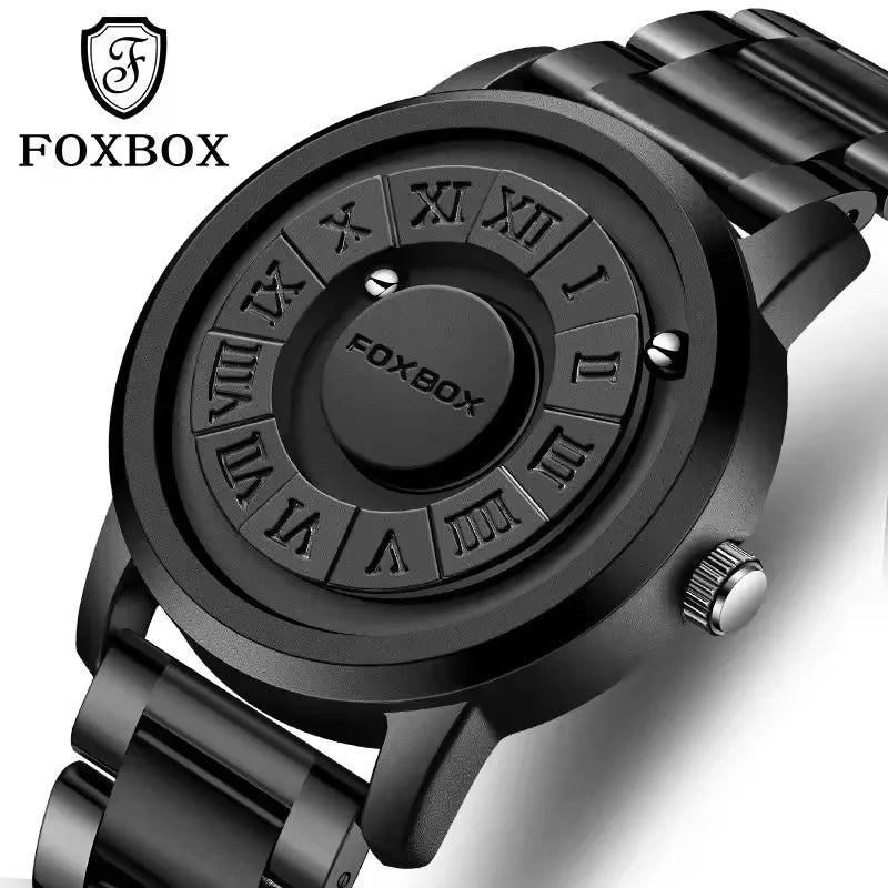 Foxbox FB0047 0047 Fashion Mens Fashion Leather Watches Top Brand Luxury Stainless Quartz 3ATM Waterproof Watch for Men