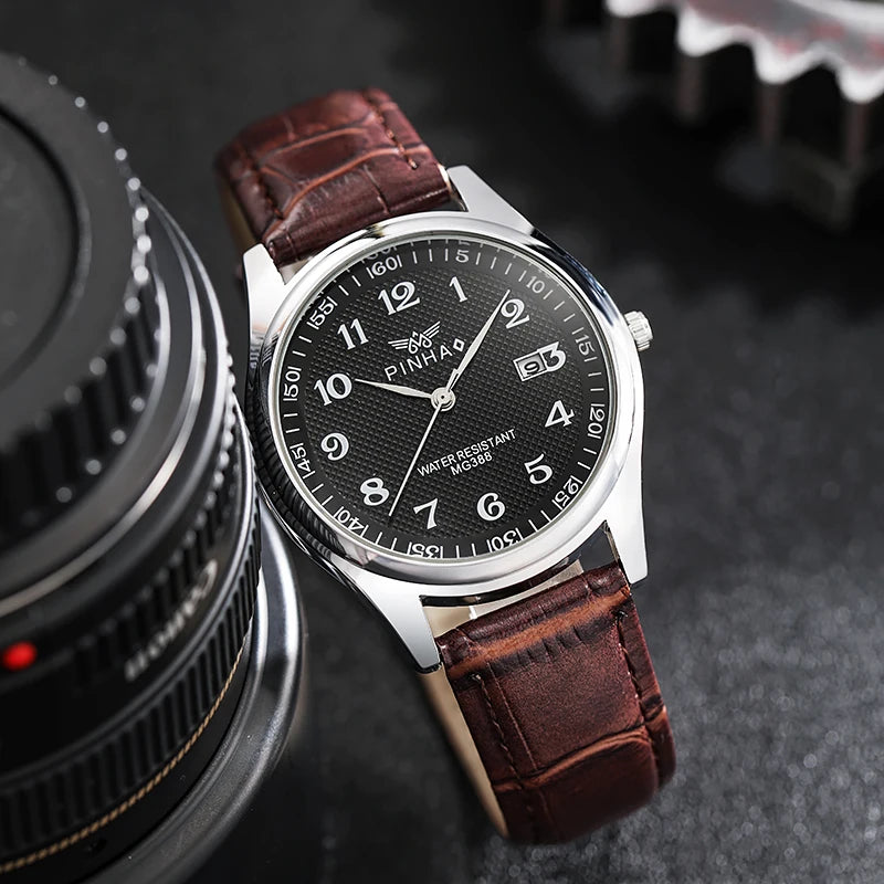 Men's Casual Leather Strap Watch