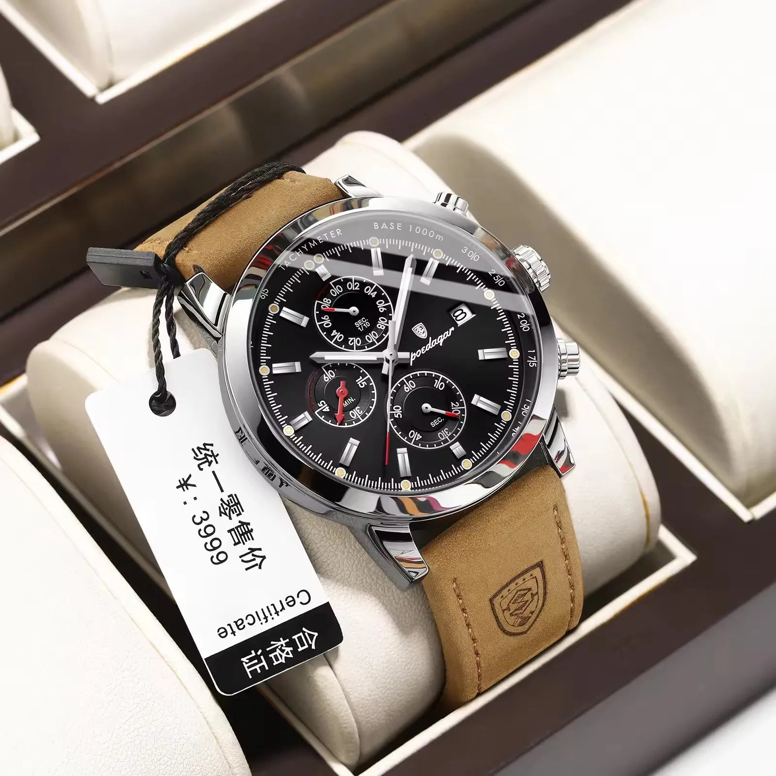 POEDAGAR 932 Factory Quartz Genuine Leather Watches Men's Sport Wholesale Watch for Men Fashion Life Waterproof Wristwatch