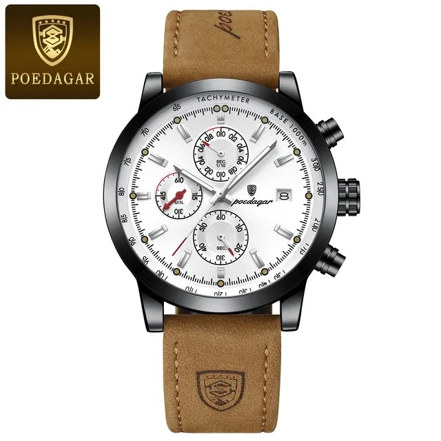 POEDAGAR 932 Factory Wholesale Quartz Genuine Leather Watches Men's Sport Watch for Men Fashion Life Waterproof Wristwatch