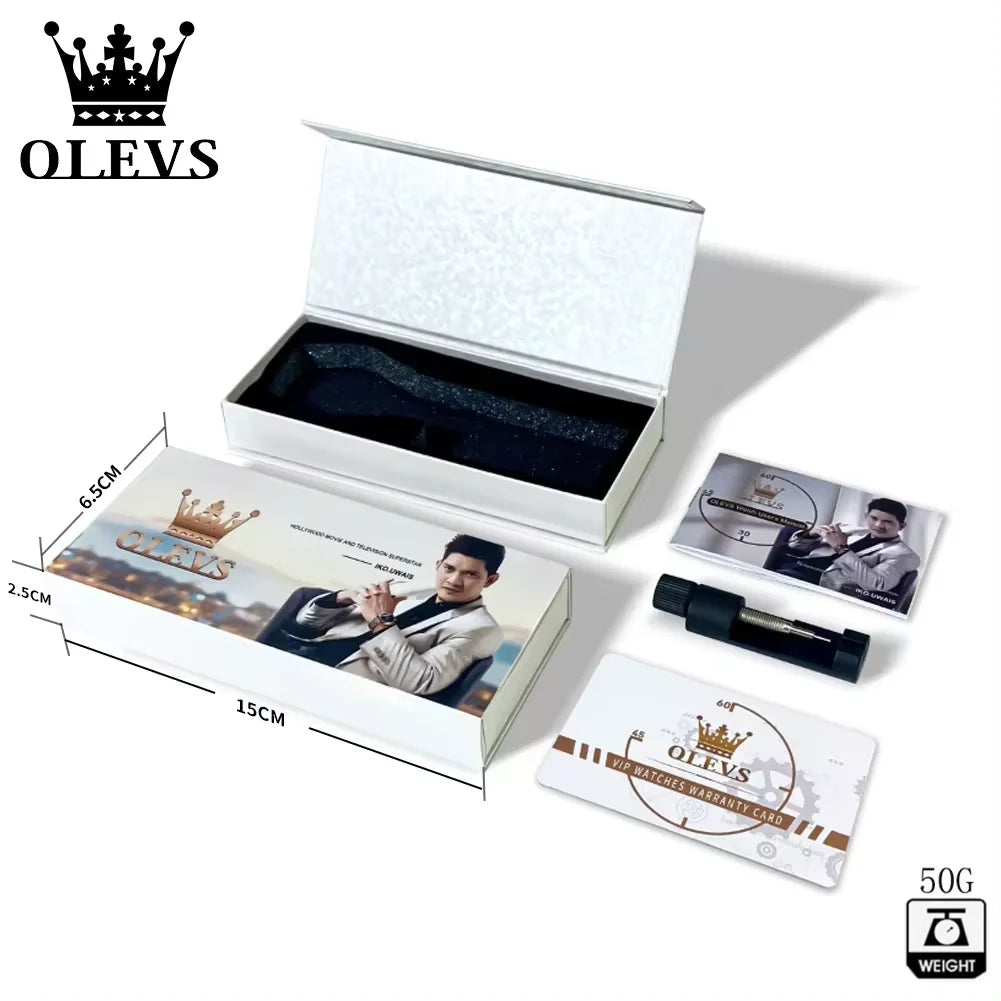 OLEVS 2871 2024 New Quartz Watch for Men Top Brand Leather Watches Moon Phase Waterproof Mens Fashion Wrist Watches for Men