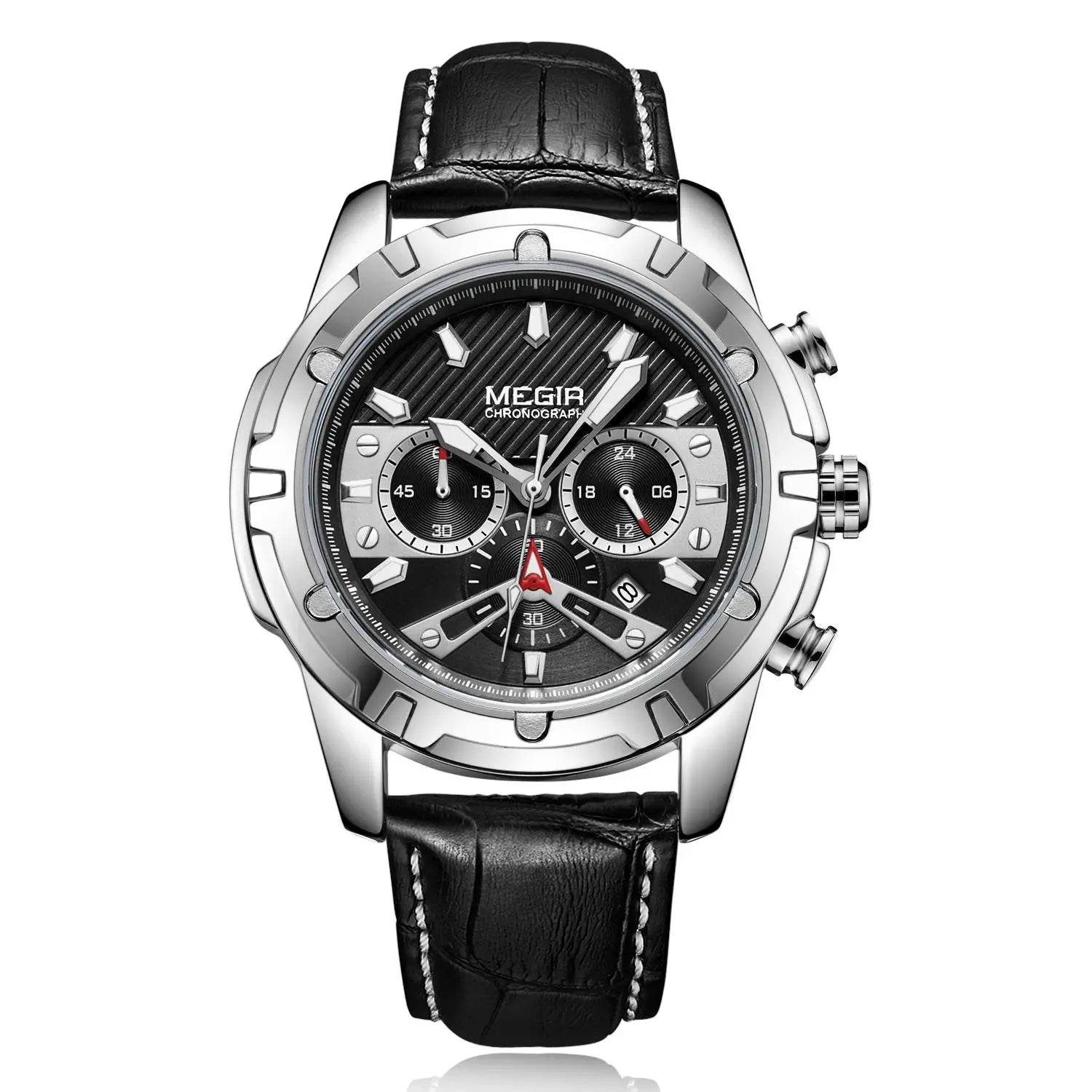 MEGIR Top Brand Luxury Watches Men Leather Watches Men Classic Quartz Men's Wrist Watch Relogio Masculino Alloy Round