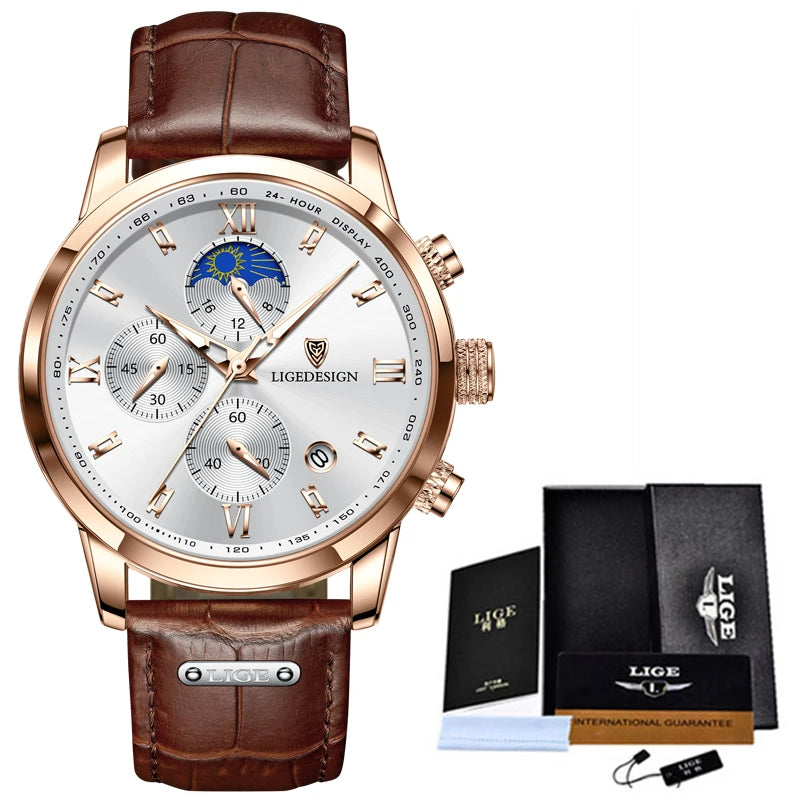 LIGE Men's Military Chronograph Watch