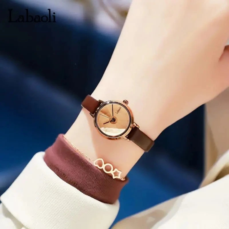LABAOLI Women Leather Watches High Quality 2026 Wrist Watches Creative Dial Rose Gold Women Bracelet Watches for Ladies
