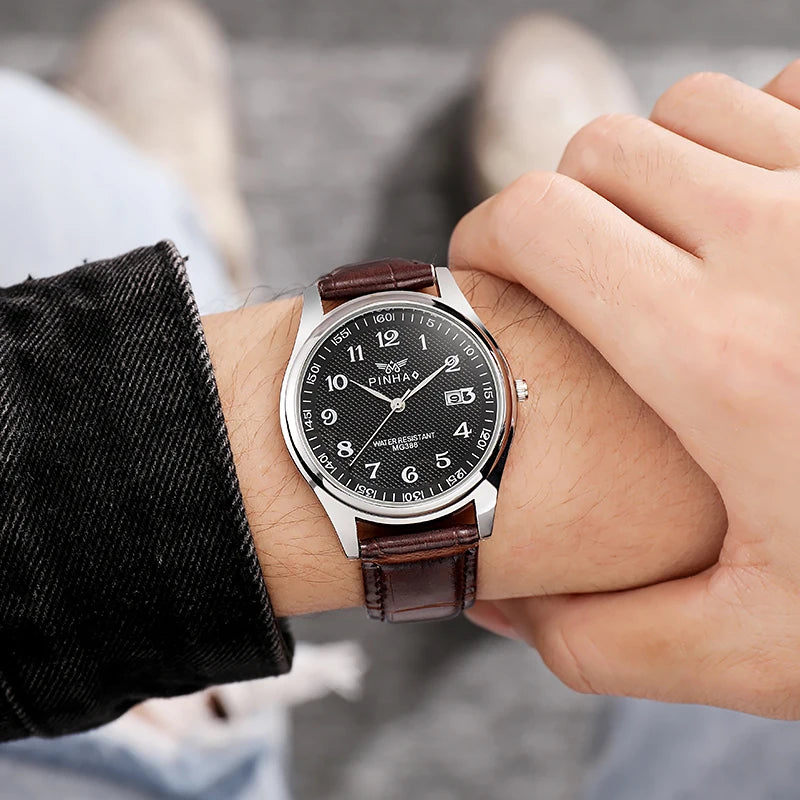Men's Casual Leather Strap Watch