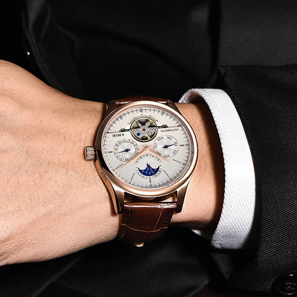 Leather Casual Business Men Watch.