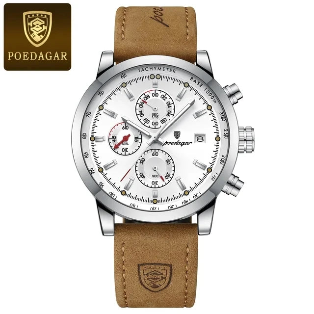 POEDAGAR 932 Factory Quartz Genuine Leather Watches Men's Sport Wholesale Watch for Men Fashion Life Waterproof Wristwatch