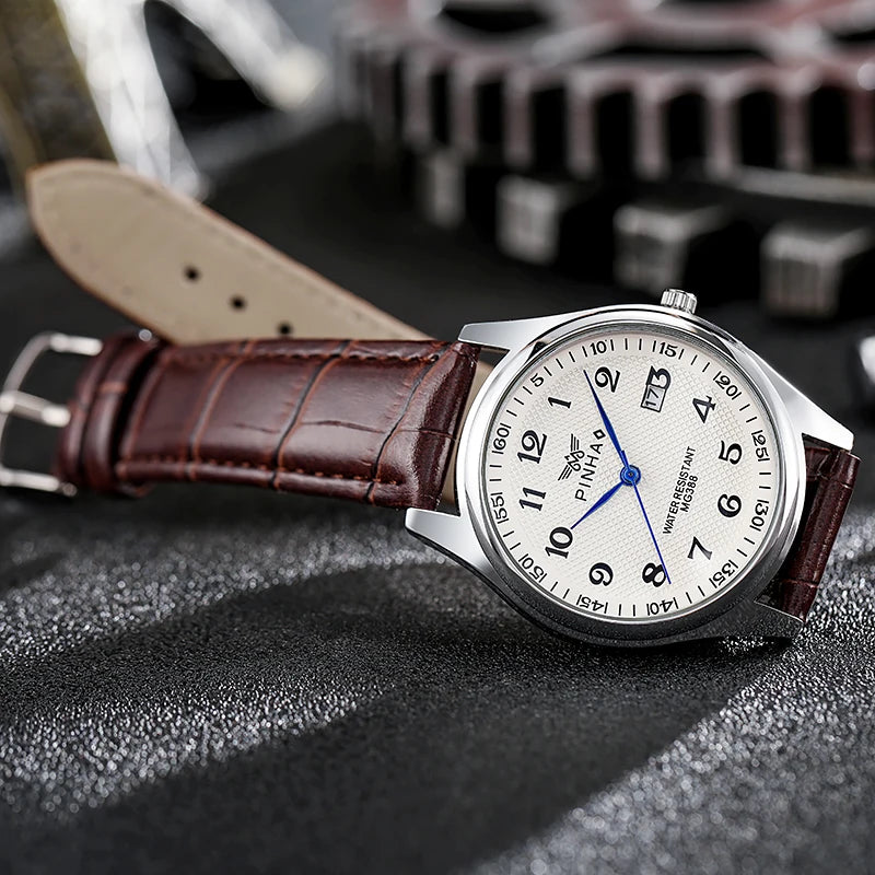 Men's Casual Leather Strap Watch
