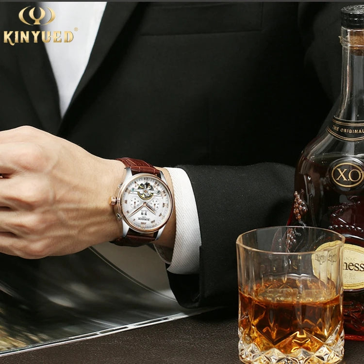 KINYUED J012 Men Automatic Mechanical Casual Watches Fashion Leather Watches