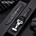 Premium Calfskin Leather Watch Band with Butterfly Buckle