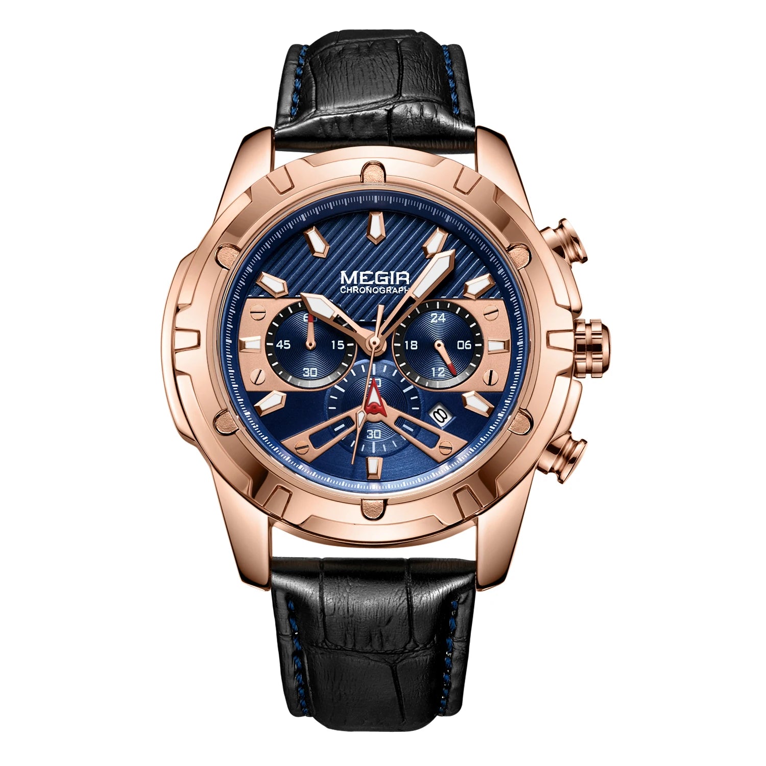 MEGIR Top Brand Luxury Watches Men Leather Watches Men Classic Quartz Men's Wrist Watch Relogio Masculino Alloy Round