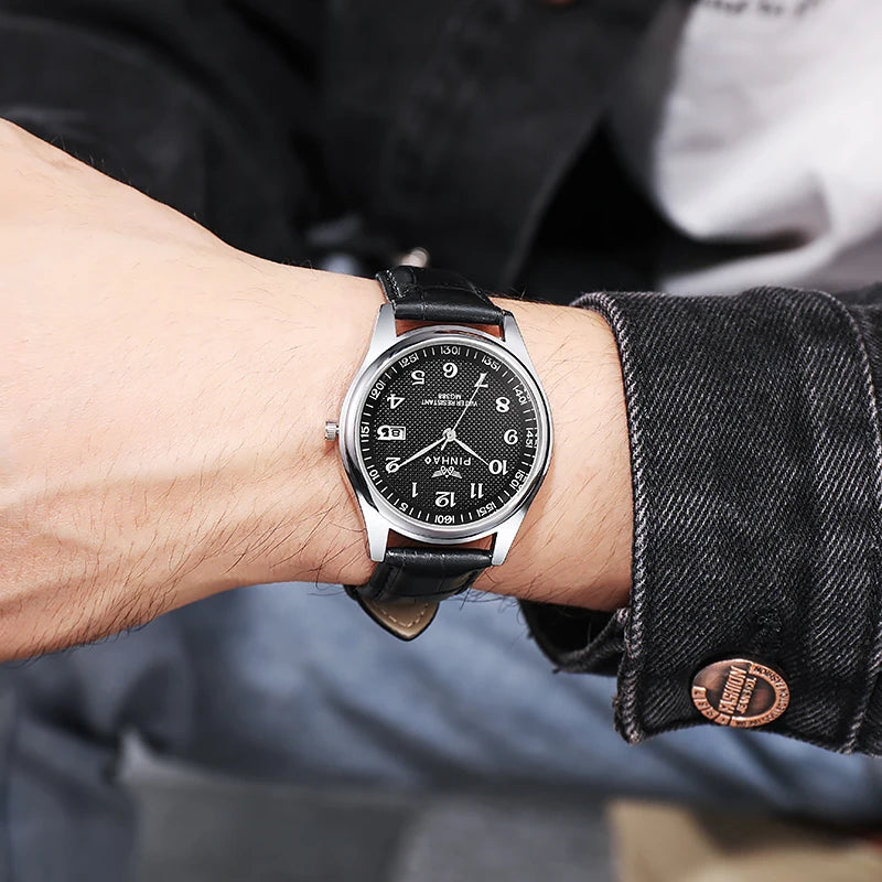 Men's Casual Leather Strap Watch