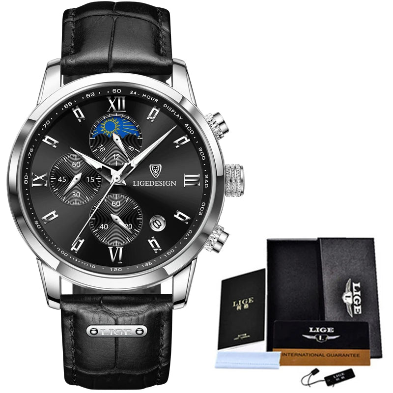 LIGE Men's Military Chronograph Watch