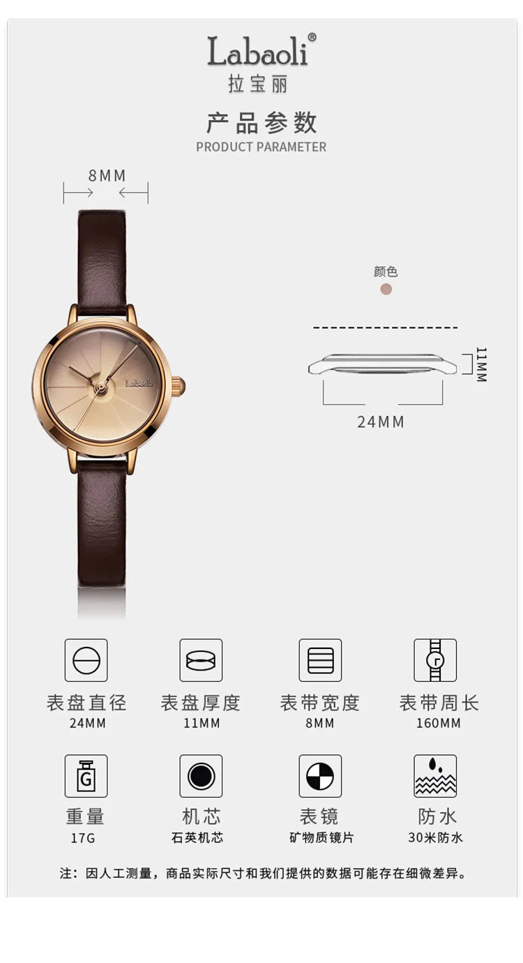 LABAOLI Women Leather Watches High Quality 2026 Wrist Watches Creative Dial Rose Gold Women Bracelet Watches for Ladies