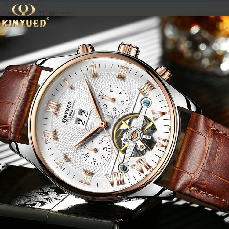 KINYUED J012 Men Automatic Mechanical Casual Watches Fashion Leather Watches