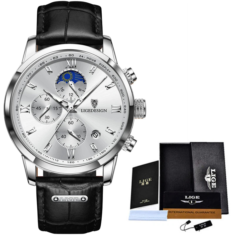 LIGE Men's Military Chronograph Watch