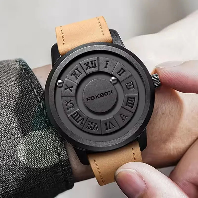 Foxbox FB0047 0047 Fashion Mens Fashion Leather Watches Top Brand Luxury Stainless Quartz 3ATM Waterproof Watch for Men