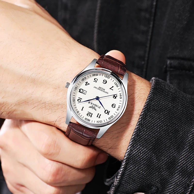 Men's Casual Leather Strap Watch