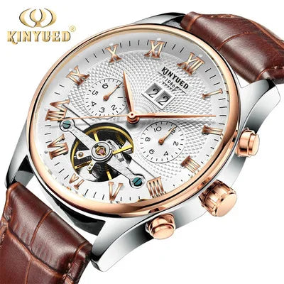 KINYUED J012 Men Automatic Mechanical Casual Watches Fashion Leather Watches