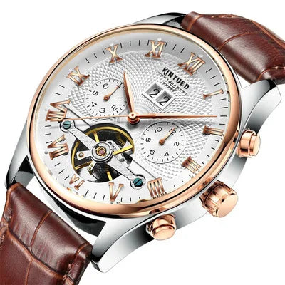 KINYUED J012 Men Automatic Mechanical Casual Watches Fashion Leather Watches