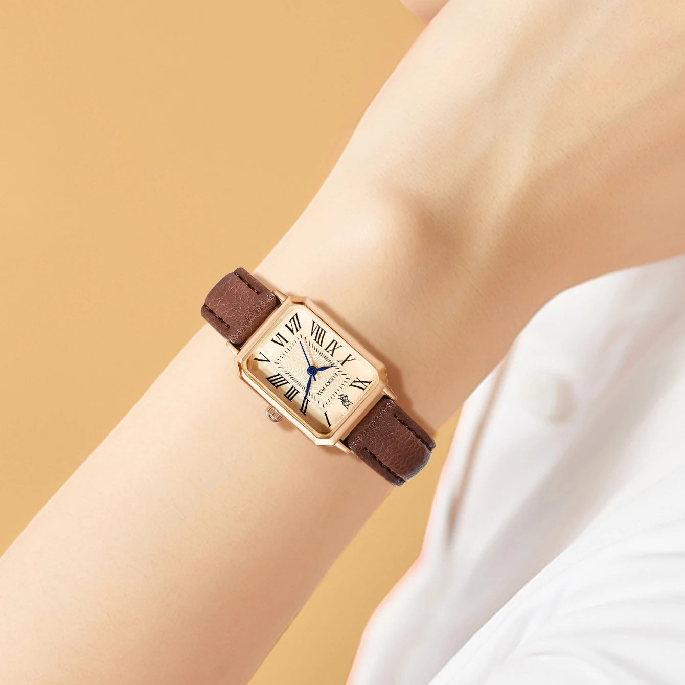 Women's Retro Square Leather Watch