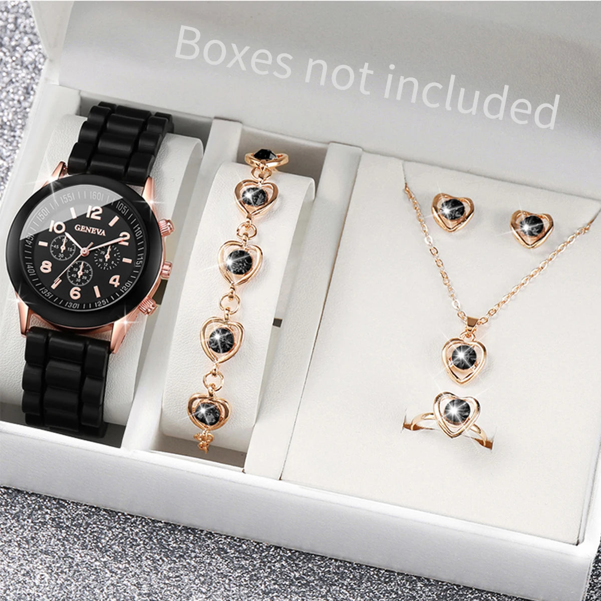 Women's Silicone Quartz Watch Set