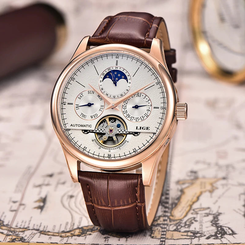 Leather waterproof watch.