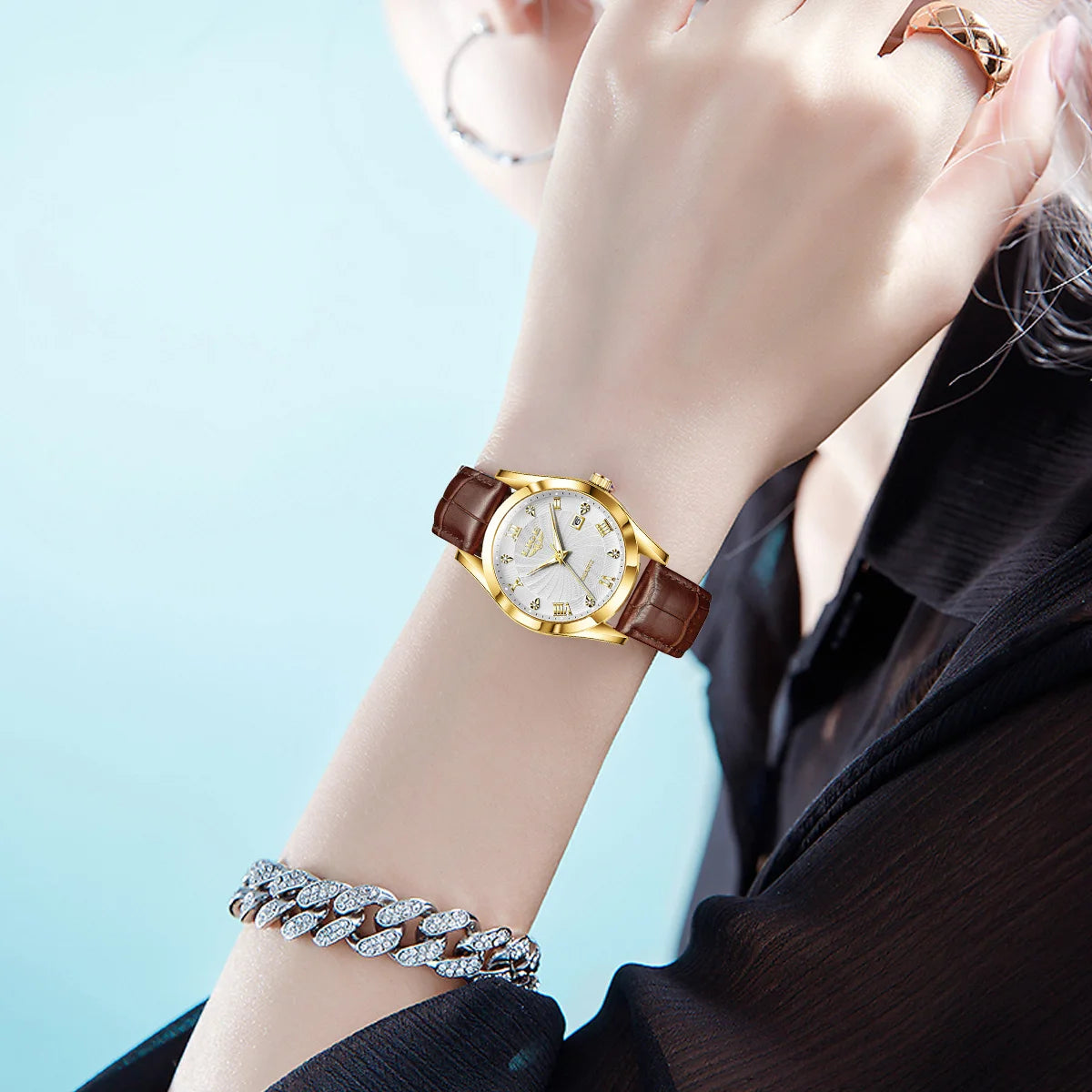 LIGE Women's Sport Leather Watch