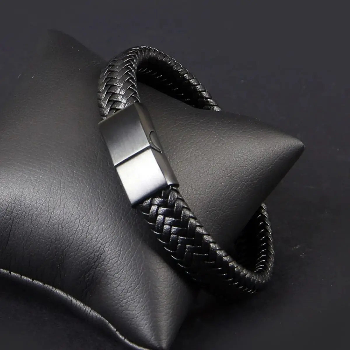 Premium Men's Woven Leather Bangle Bracelet