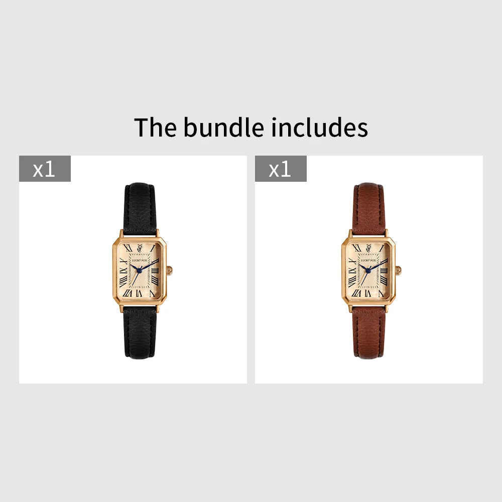 Women's Retro Square Leather Watch
