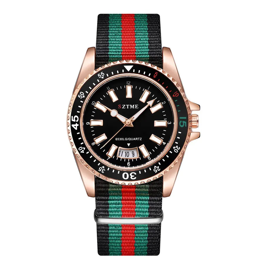 Men's Nylon Strap Luminous Quartz Watch
