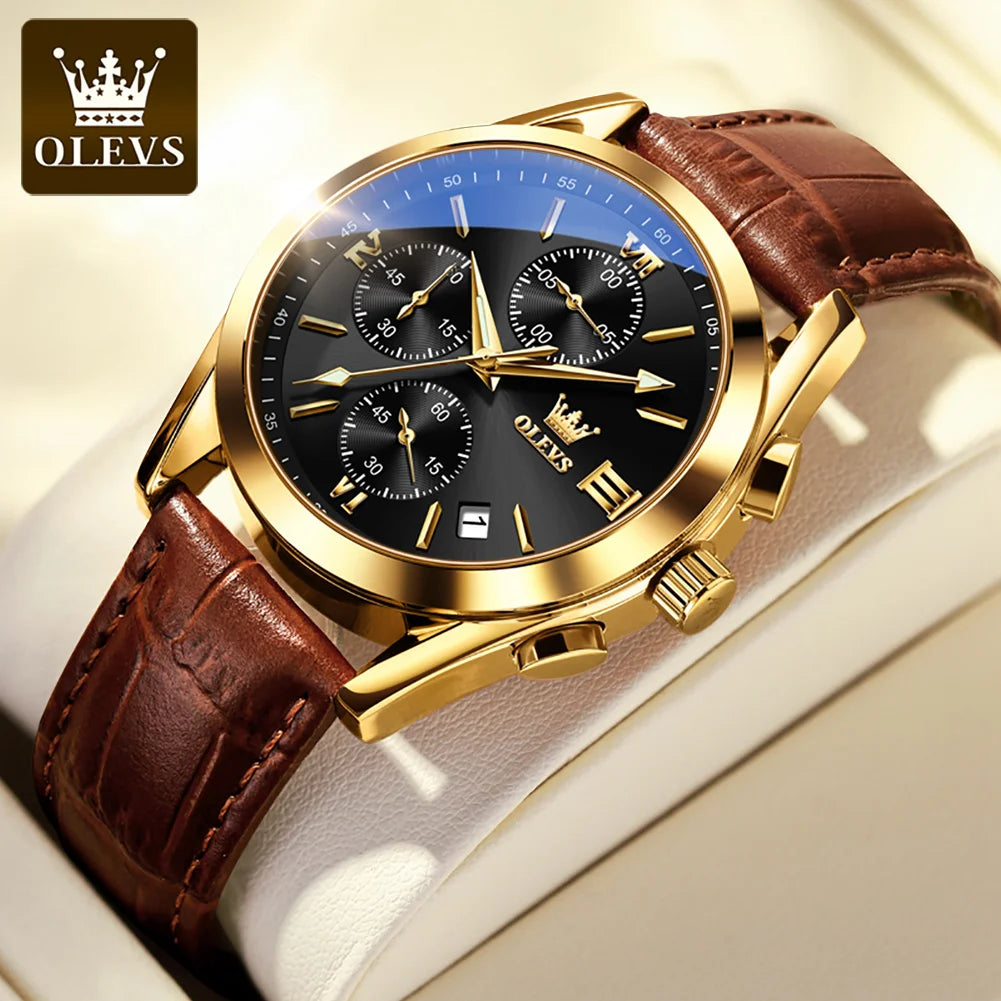 OLEVS Classic Leather Strap Watch