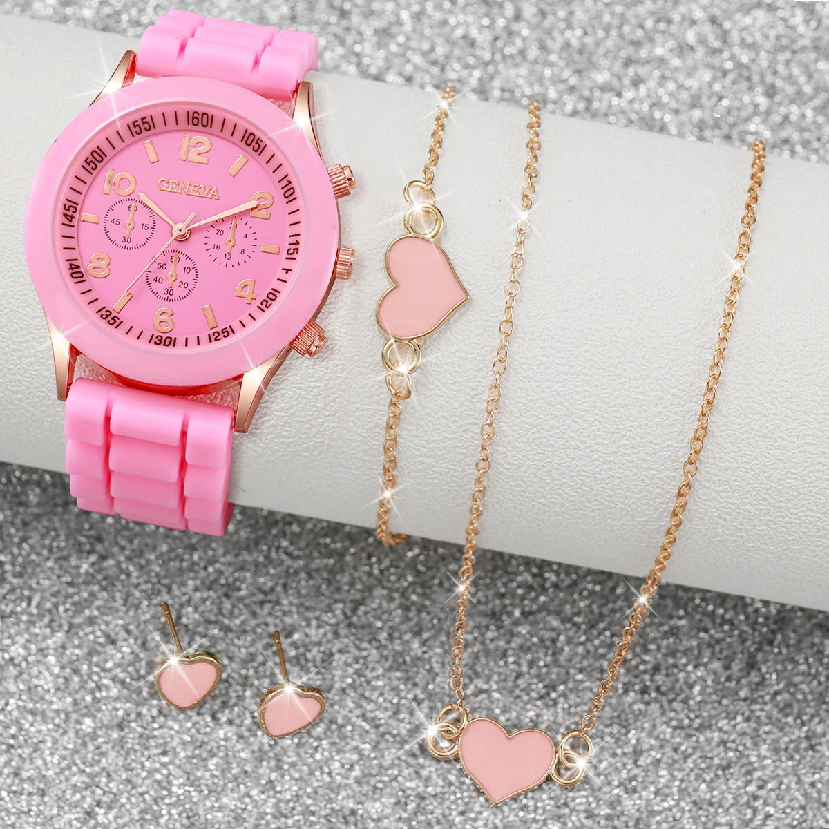 Women's Silicone Quartz Watch Set