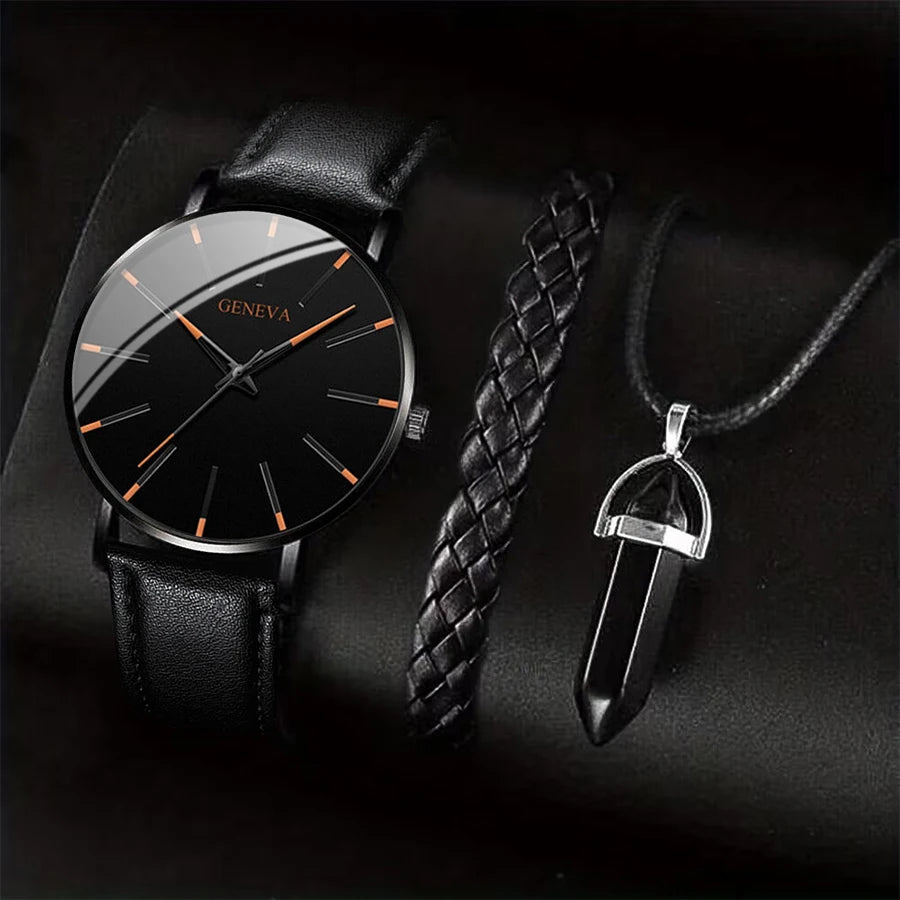 Men's Watch, Necklace & Bracelet Set