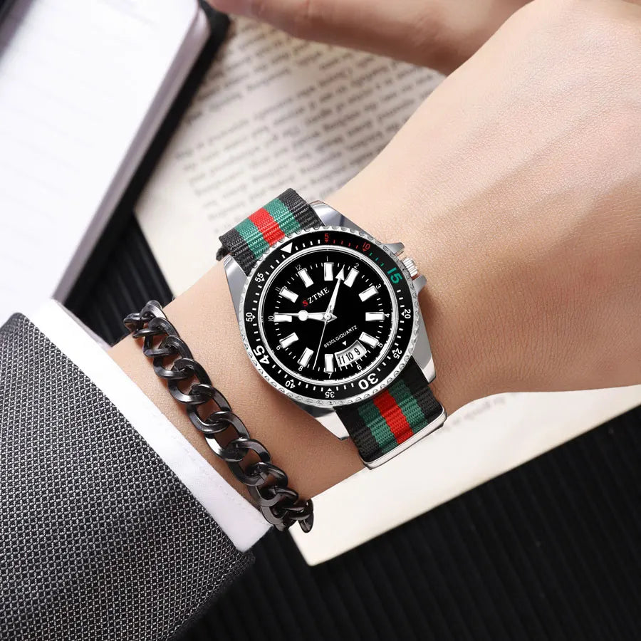 Men's Nylon Strap Luminous Quartz Watch