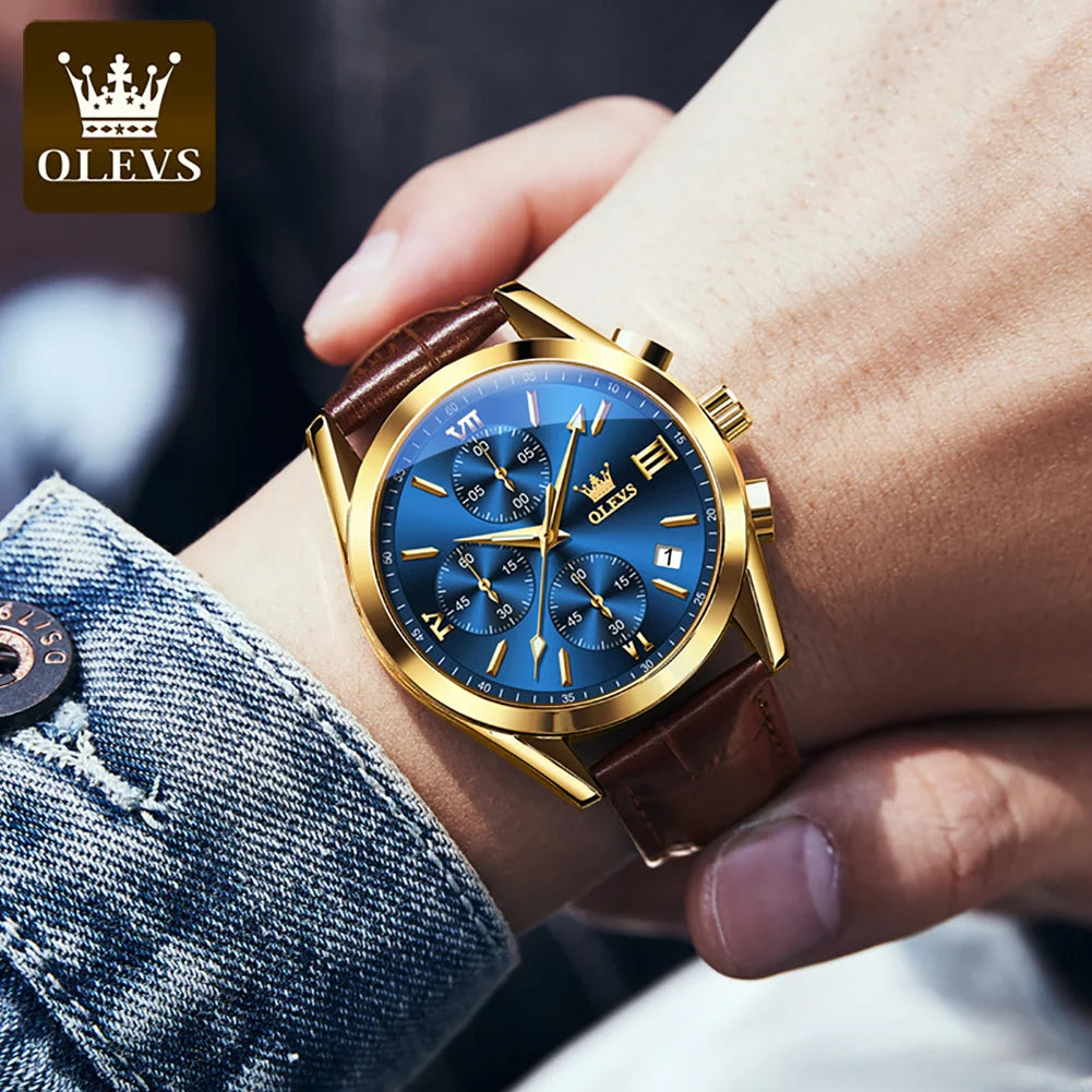 OLEVS Classic Leather Strap Watch