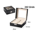 DELESYS  Classic Style 2/3/4/5/6/8/10/12/20 Slots PU Leather Watch Display Case Organizer Jewelry Storage Box With Glass Top