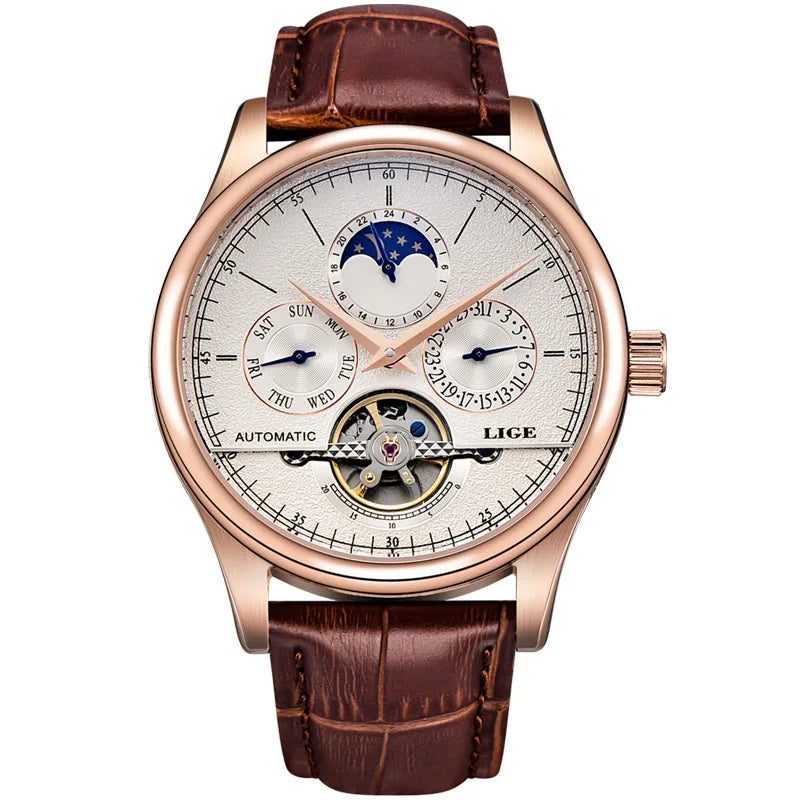 Leather waterproof watch.