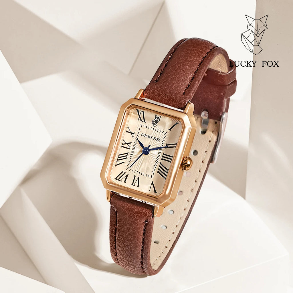 Women's Retro Square Leather Watch