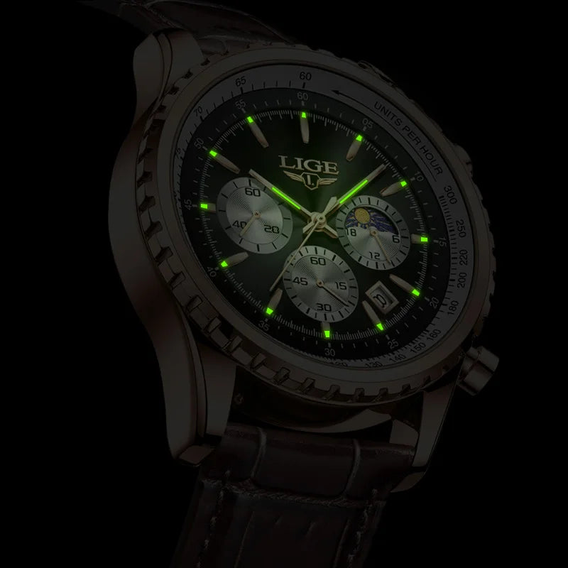 New Fashion Mens Watches LIGE Top Brand Luxury Leather Casual Quartz Watch Men's Sport Waterproof Clock Watch Reloj Hombre+Box