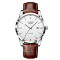 LIGE Men's Leather Chronograph Watch