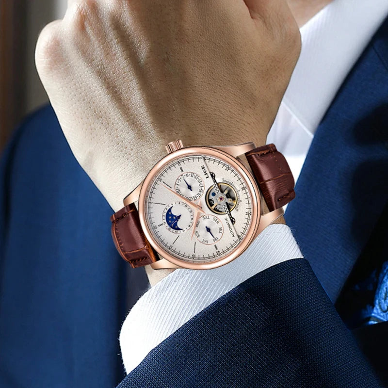 Leather waterproof watch.