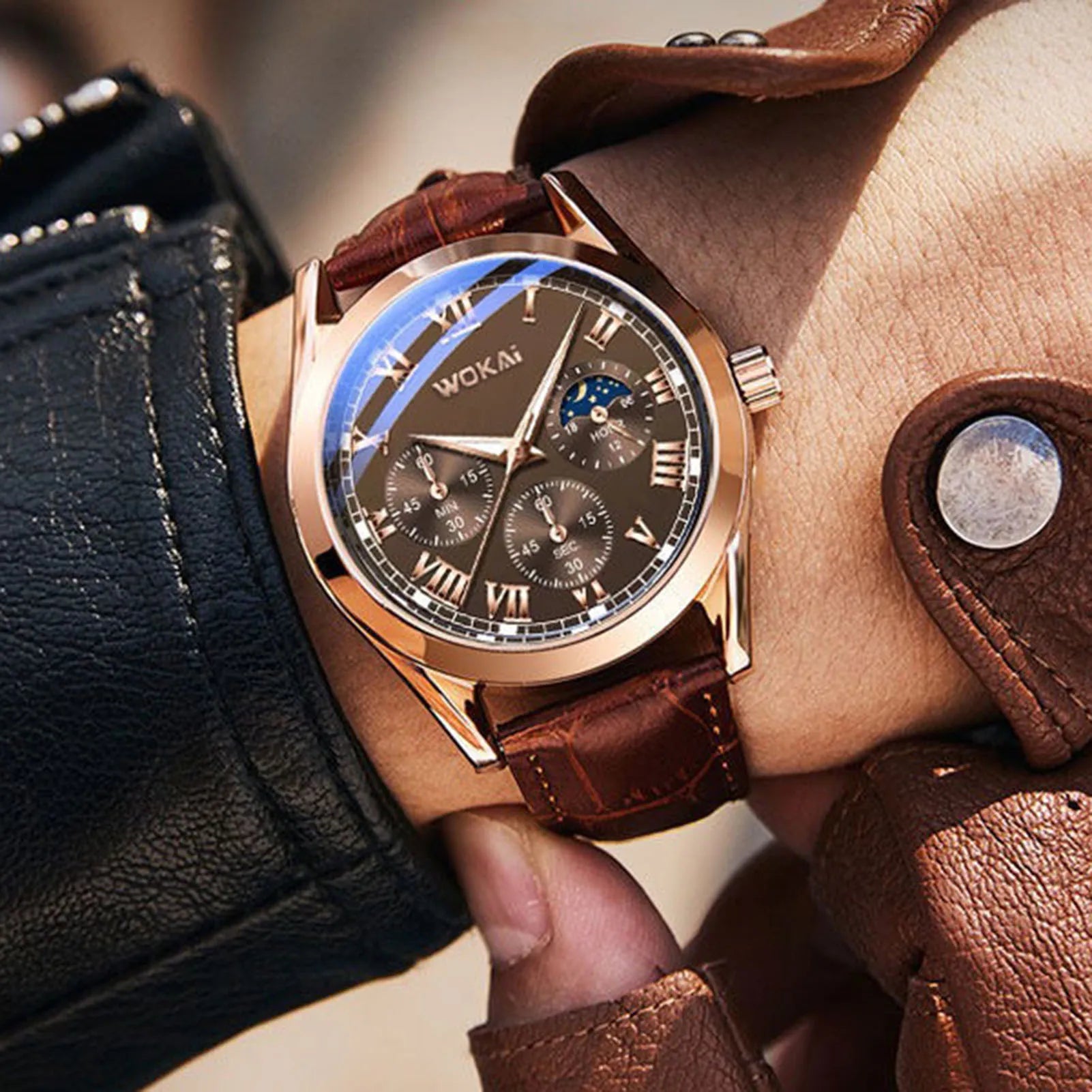 Men's PU Leather Business Watch