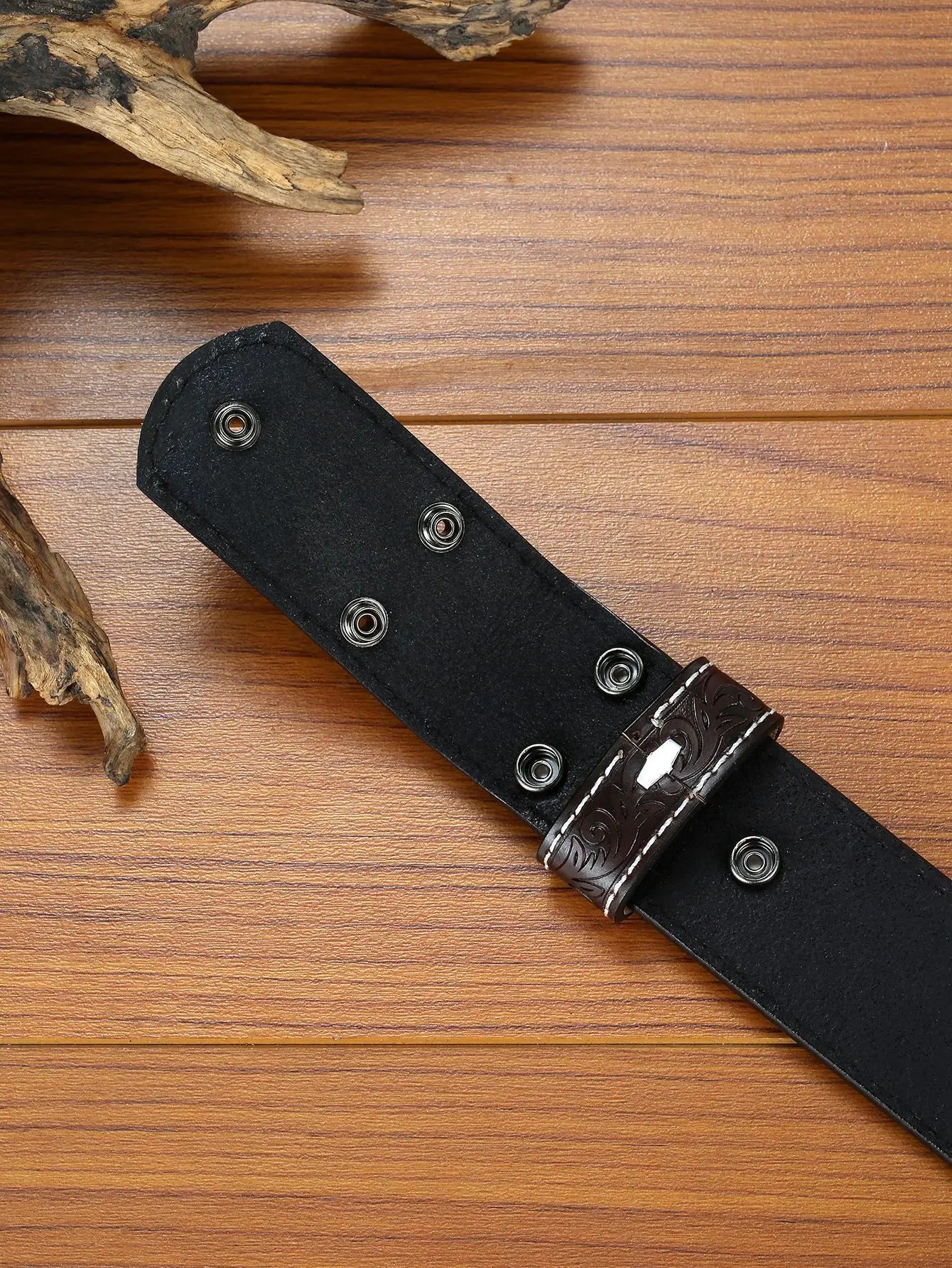 Premium Embossed Leather Cowboy Belt