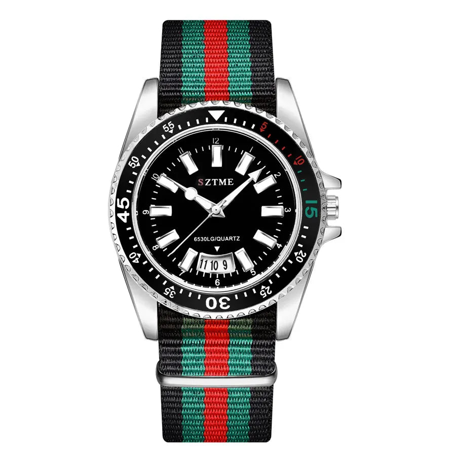 Men's Nylon Strap Luminous Quartz Watch