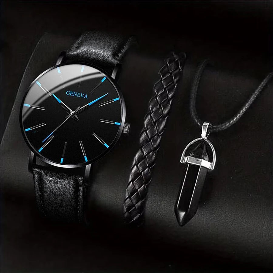 Men's Watch, Necklace & Bracelet Set