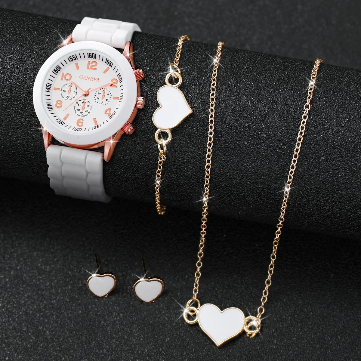 Women's Silicone Quartz Watch Set